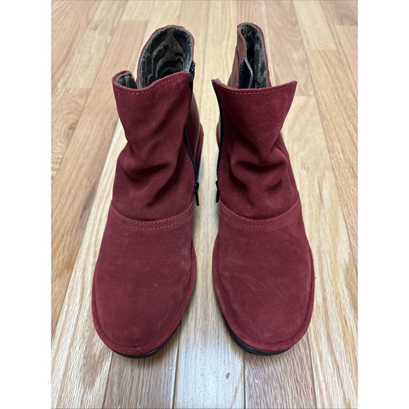 Fly London Shoes - Fly London Yama Wine Suede Ankle Boots, size 38‎